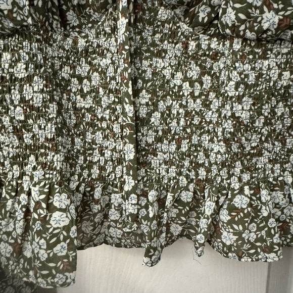 Sage Green floral coquette By the River smocked cottagecore crop top Medium - Picture 3 of 3